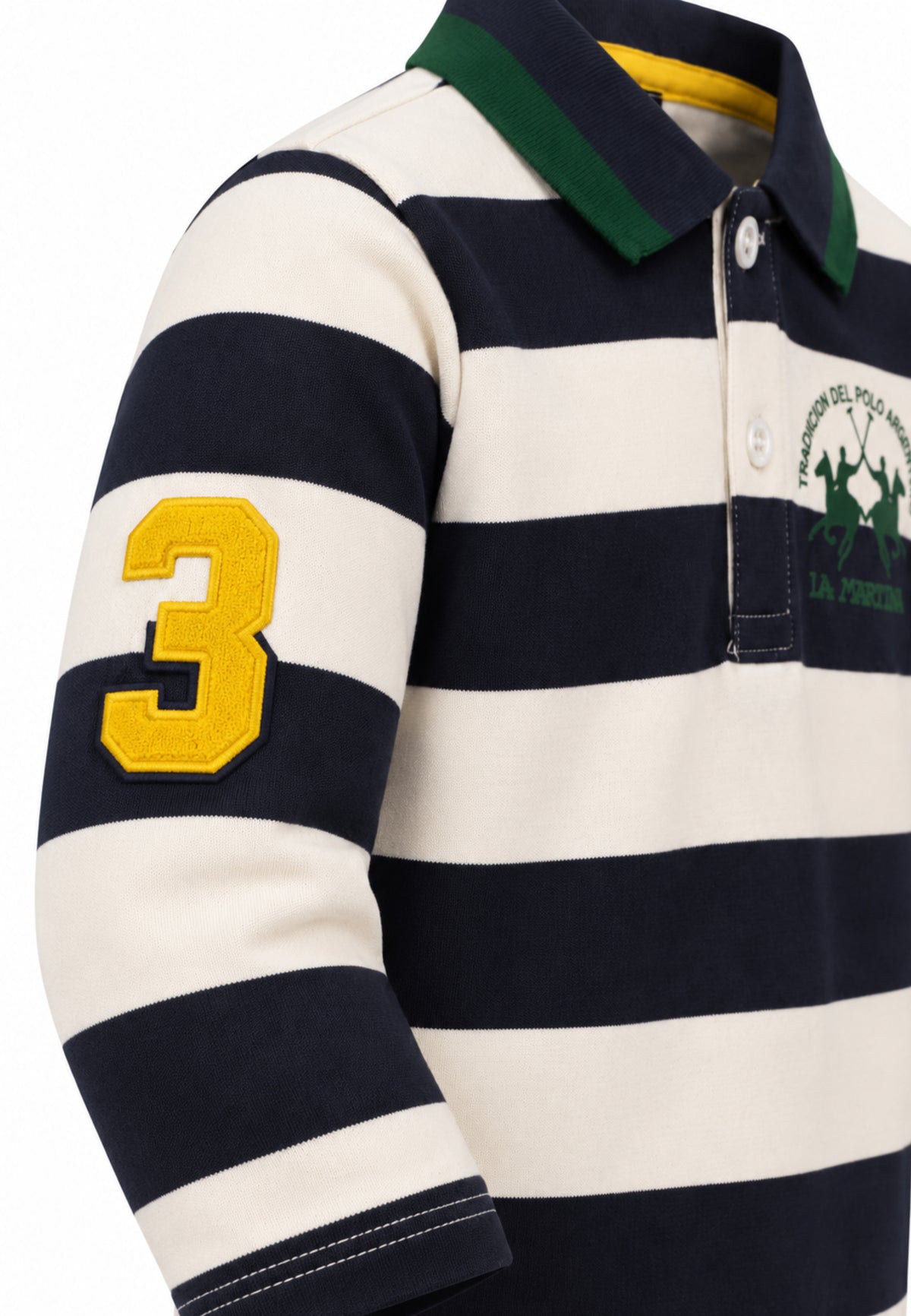 LA MARTINA polo PANNA E BLU A RIGHE A MANICHE LUNGHE Bambini e ragazzi MAB0078.PANNA_