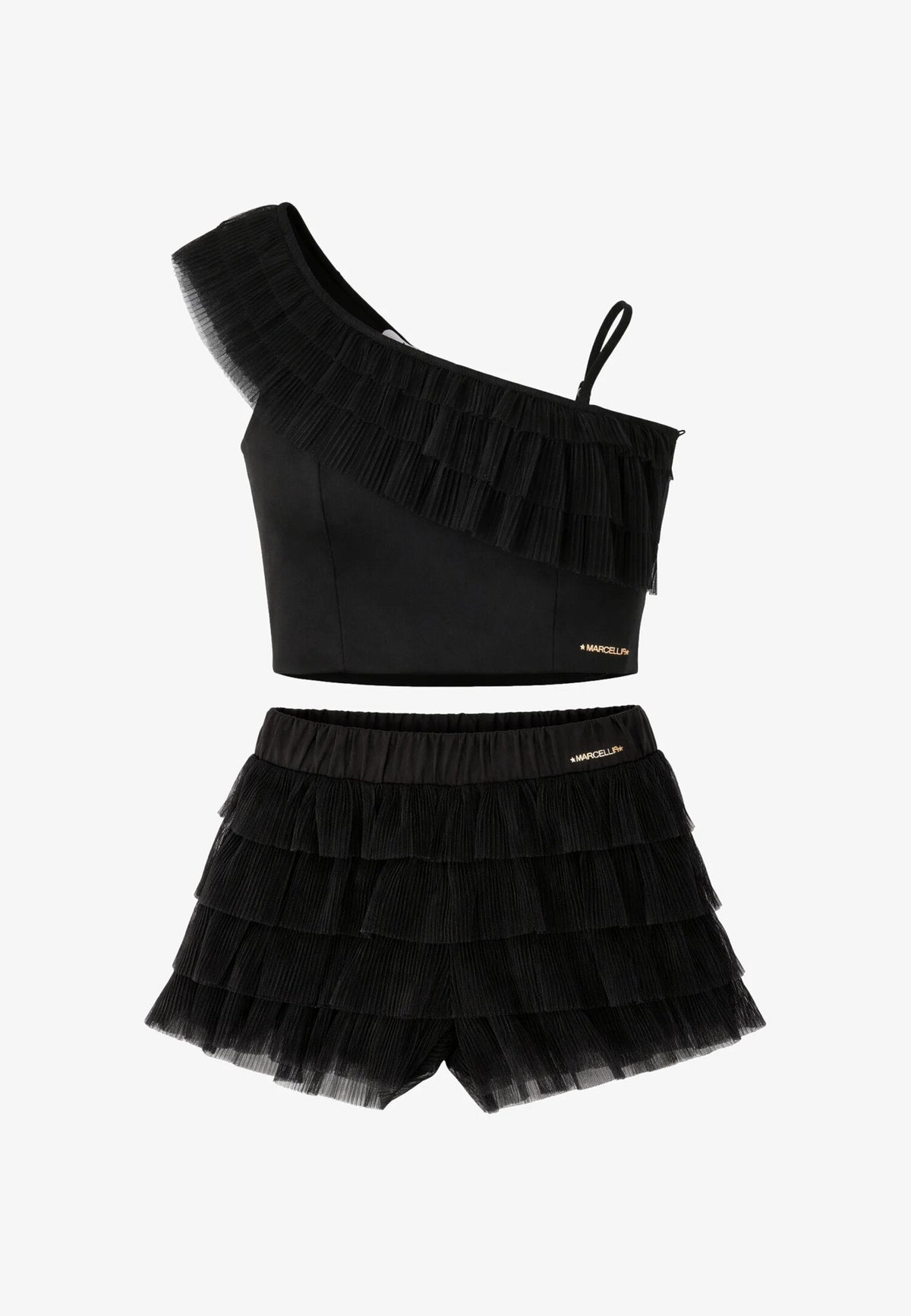 Marc Ellis Completo Nero Con Top Monospalla e Short Bambina 2924+2925_