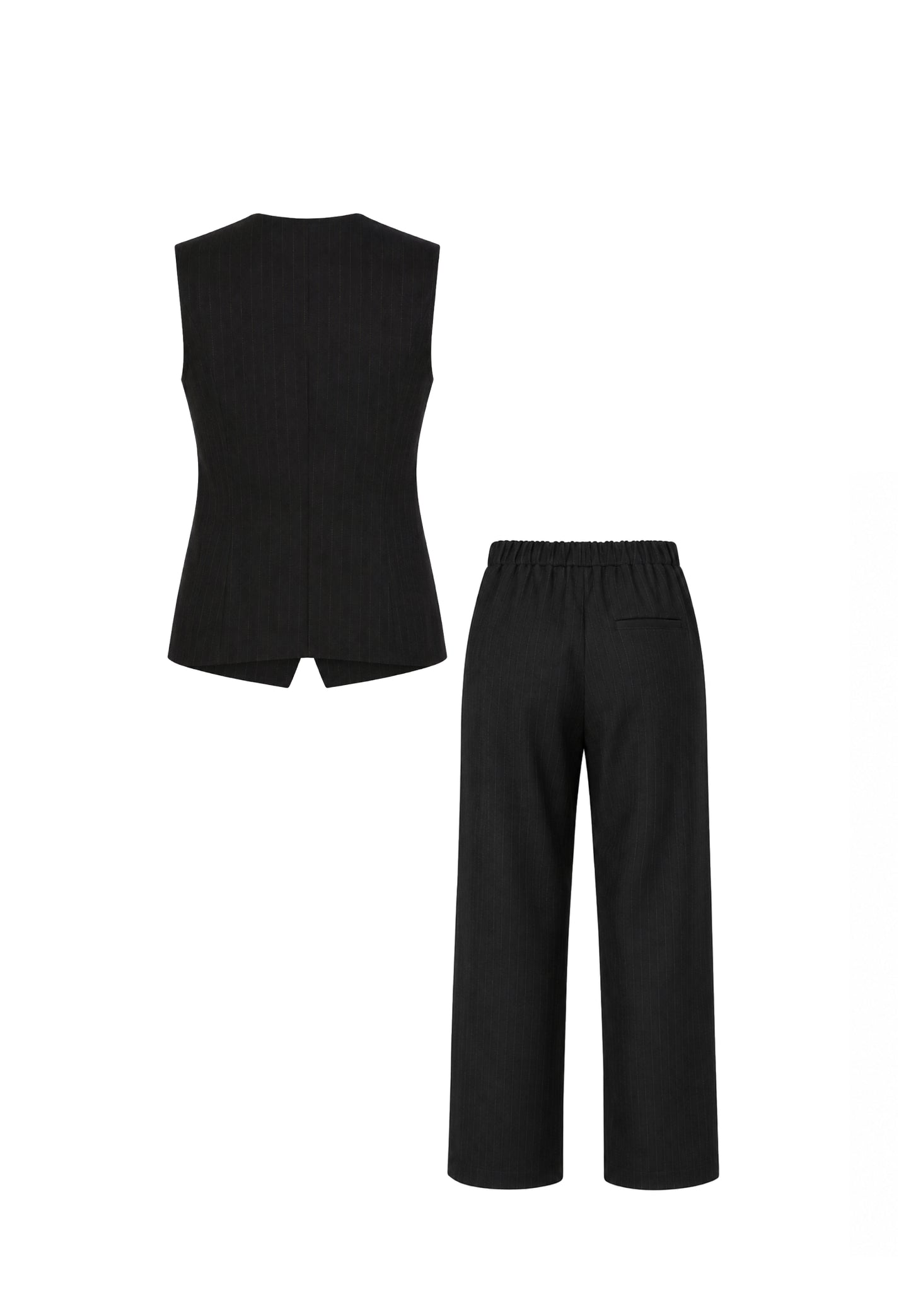 MON SAURIRE completo nero con gilet e pantalone gessati Bambine e ragazze m1433j+m1441j.ne_