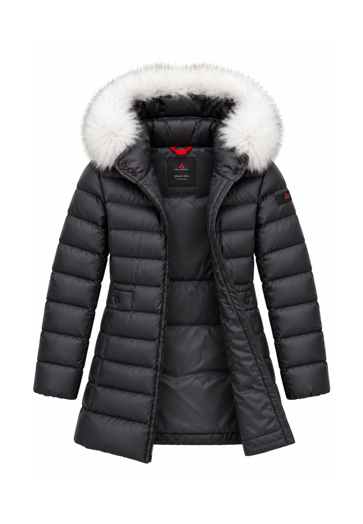 Peuterey GIUBBOTTO NERO LUNGO TRAPUNTATO CON DETTAGLIO PELLICCIA Bambine e ragazze SERIOLA MQN 05 FOX FUR KID.NE_
