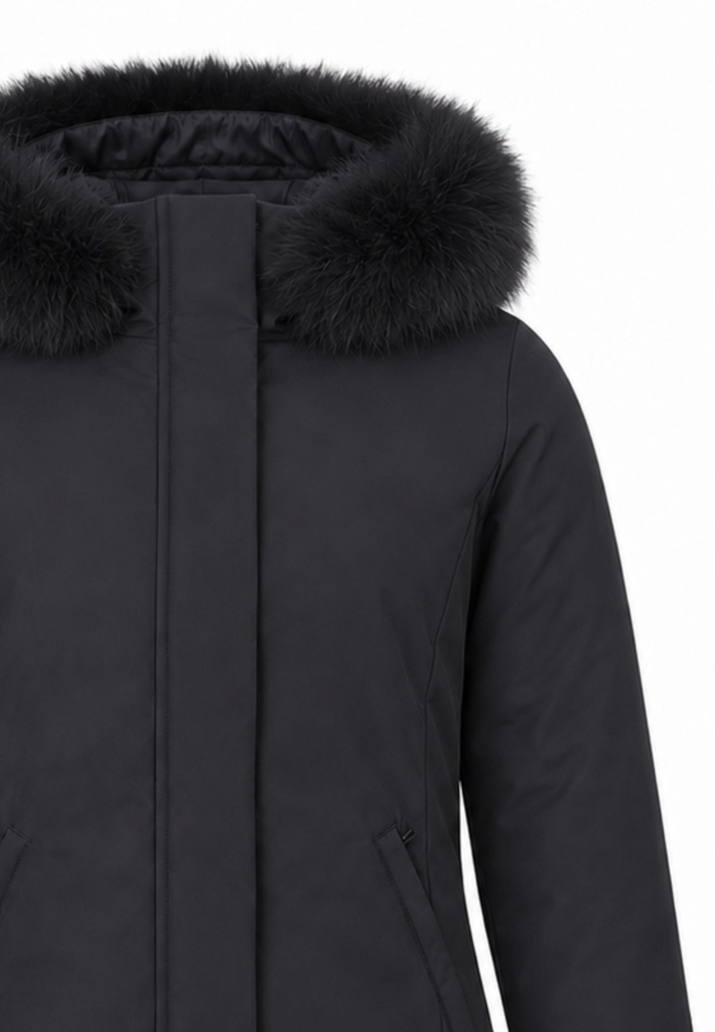 Bomboogie GIUBBOTTO NERO CON CAPPUCCIO E PELLICCIA VERA Bambine e ragazze CG 583V T ACR 6.NE_