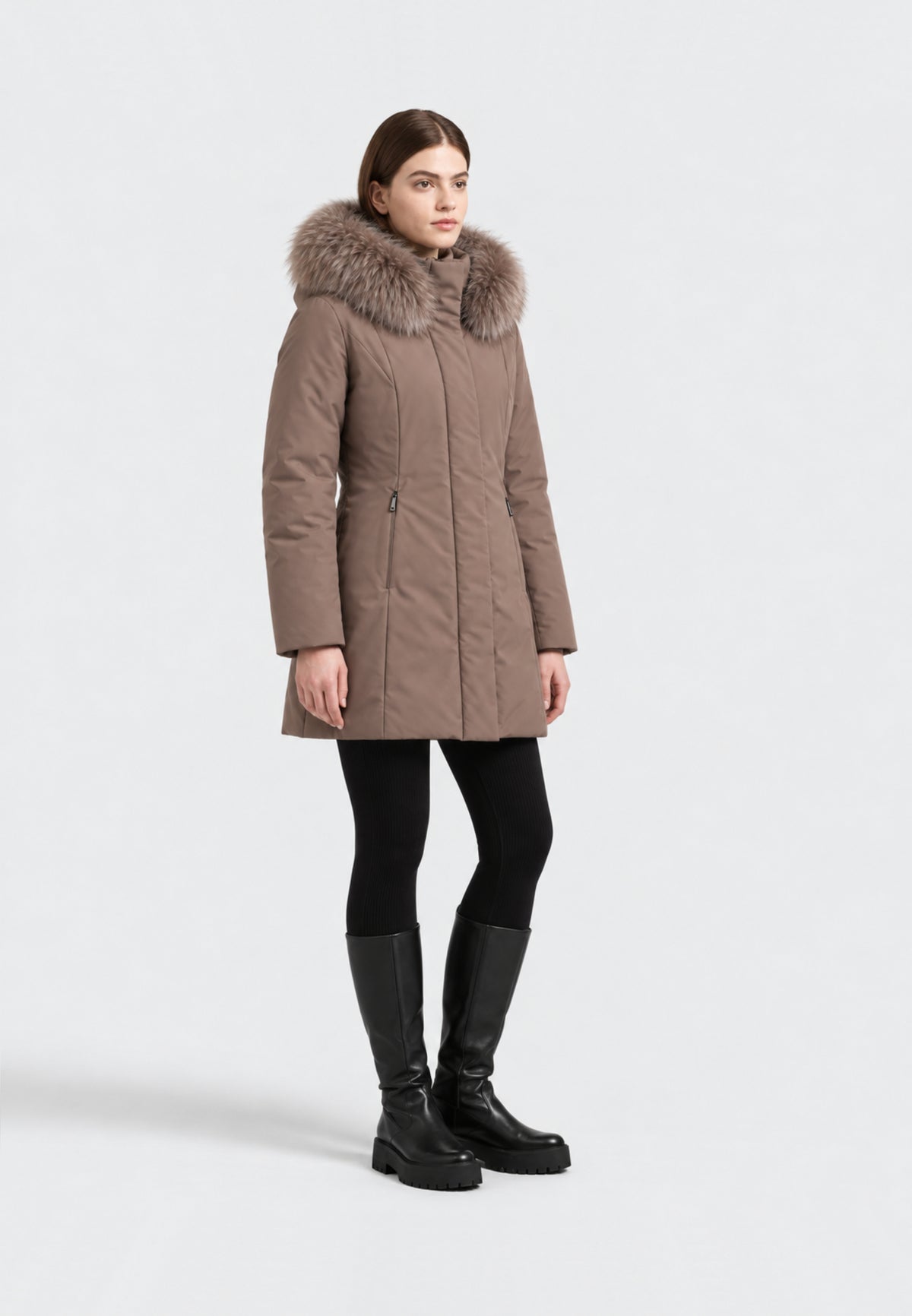 REFRIGIWEAR GIUBBOTTO MARRONE CON PELLICCIA NEL CAPPUCCIO Donna LADY TECH/1 FUR JACKET.MARRO
