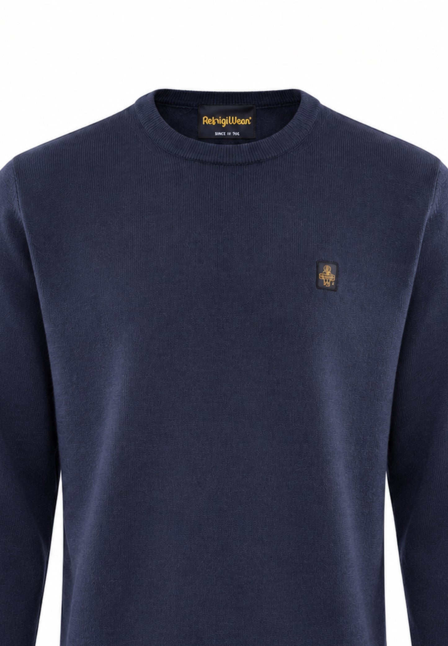 REFRIGIWEAR MAGLIONE NERO IN LANA SAGOMATO CON MINI LOGO RICAMATO Uomo BENNET PULLOVER.BLU_