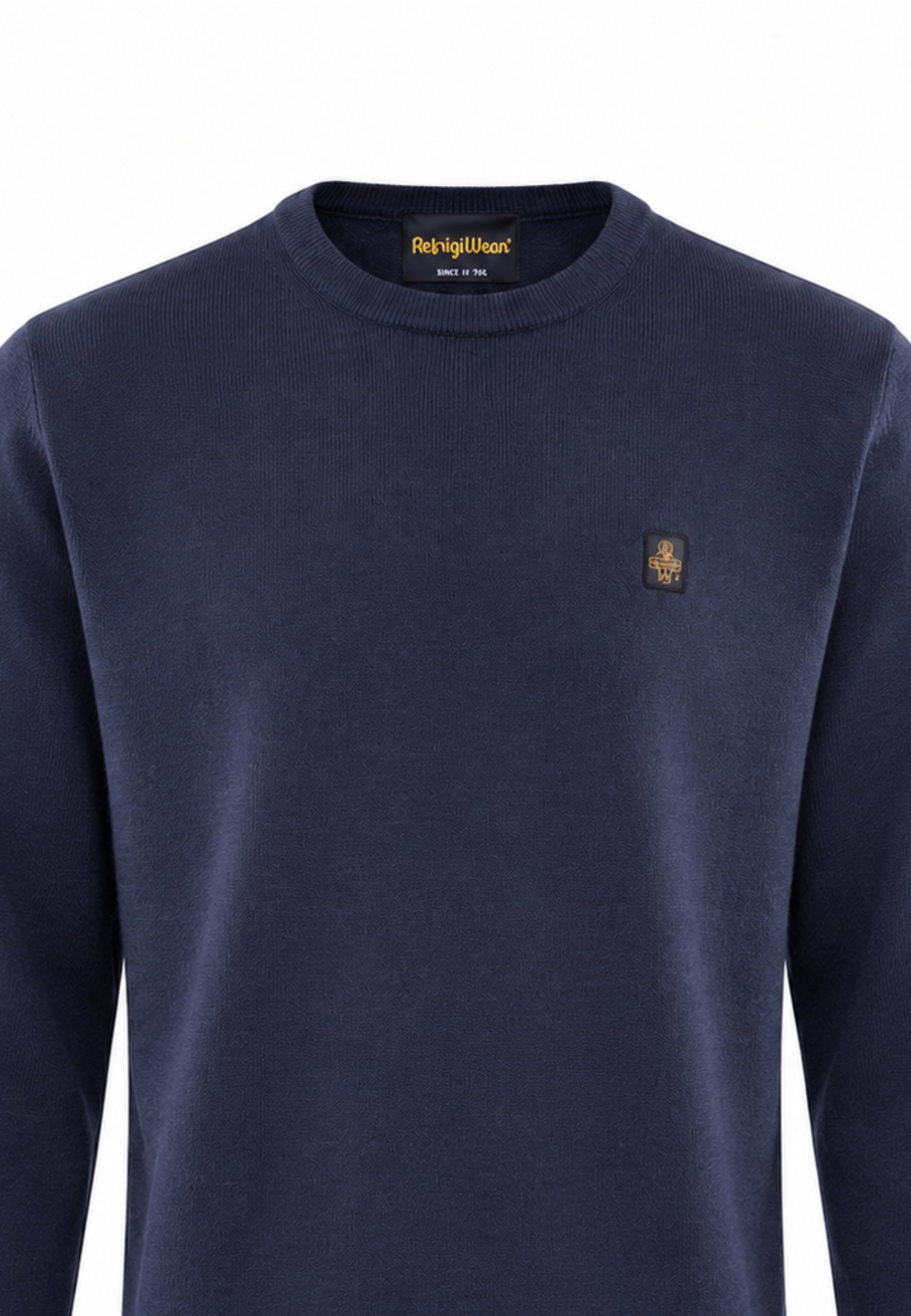REFRIGIWEAR MAGLIONE NERO IN LANA SAGOMATO CON MINI LOGO RICAMATO Uomo BENNET PULLOVER.BLU_