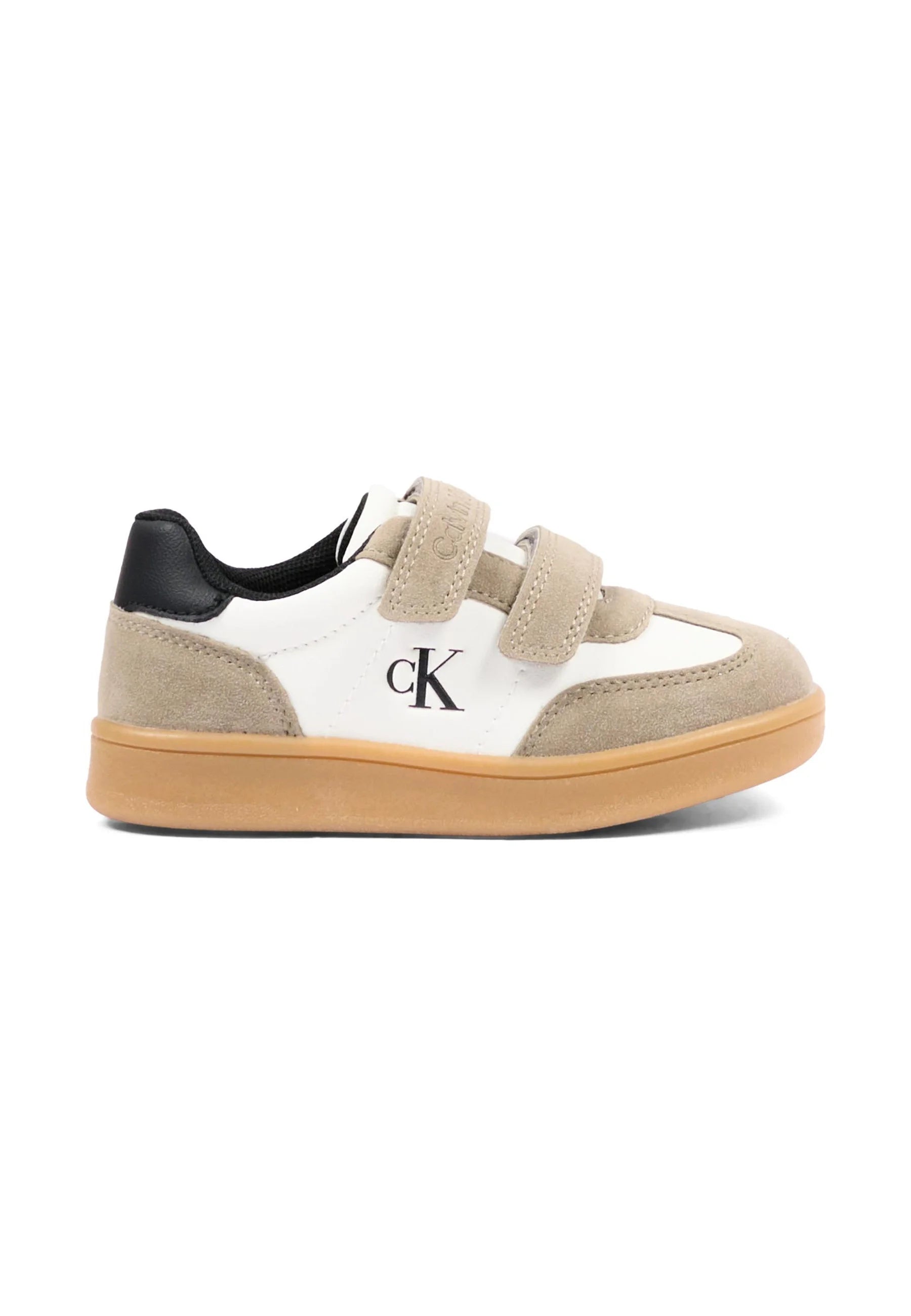 CALVIN KLEIN sneaker beige con strappi e dettaglio nero e logo laterale Bambini e ragazzi 224-V1X9-83443-0318Y746.BEIGE_