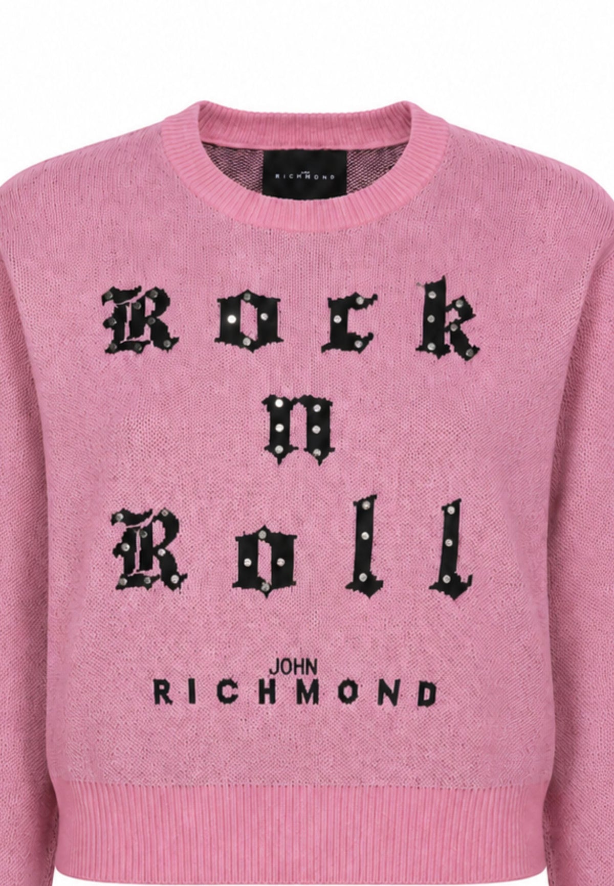 John Richmond maglione rosa crop bambina con scritta e strass Bambine e ragazze rga26061ma.rosa_