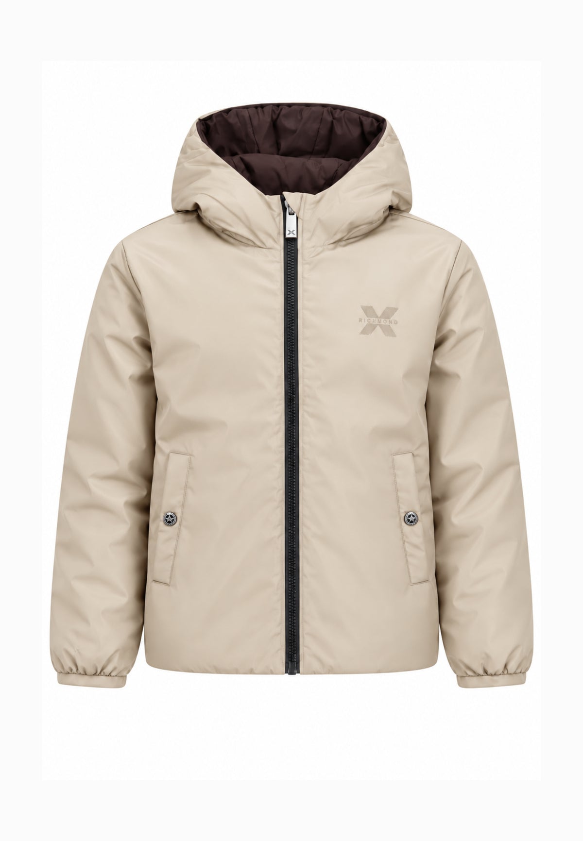 John Richmond GIUBBOTTO MARRONE DOUBLE FACE CON CAPPUCCIO Uomo UMA26176GB.MARRO_