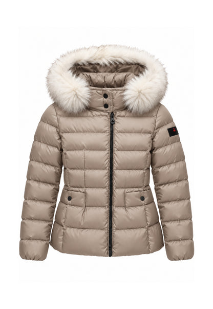 Peuterey GIUBBOTTO BEIGE TRAPUNTATO CON DETTAGLIO PELLICCIA Bambine e ragazze TURMALET MQN 05 FOX FUR KID.BEIGE_