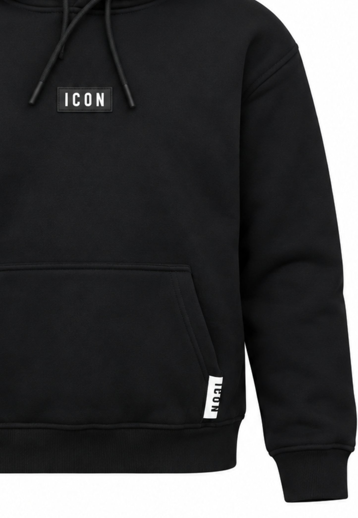 ICON FELPA nero con cappuccio mini logo centrale e tasca canguro Bambini e ragazzi ibsw001453.ne_
