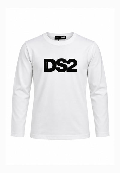 DS2 T SHIRT PANNA A MANICHE LUNGHE CON LOGO MAXI CENTRALE Bambini e ragazzi F62K280ML.PANNA_