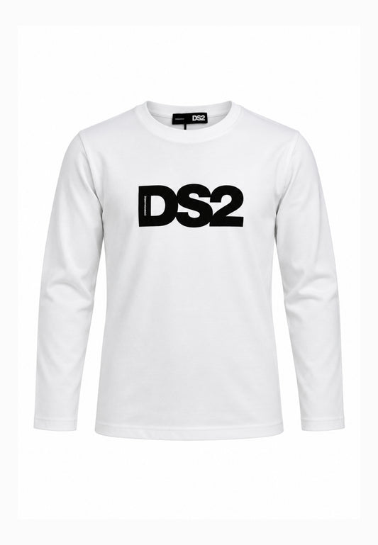 DS2 T SHIRT PANNA A MANICHE LUNGHE CON LOGO MAXI CENTRALE Bambini e ragazzi F62K280ML.PANNA_