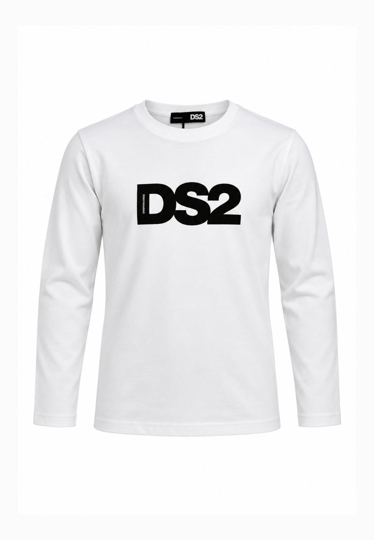 DS2 T SHIRT PANNA A MANICHE LUNGHE CON LOGO MAXI CENTRALE Bambini e ragazzi F62K280ML.PANNA_