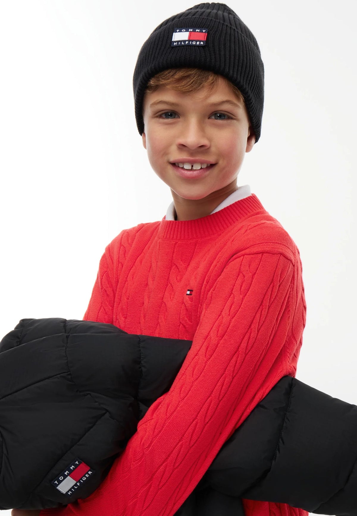 TOMMY HILFIGER CAPPELLO NERO IN MAGLIA A COSTINE Bambini e ragazzi KA0KA00119BDS.NE_