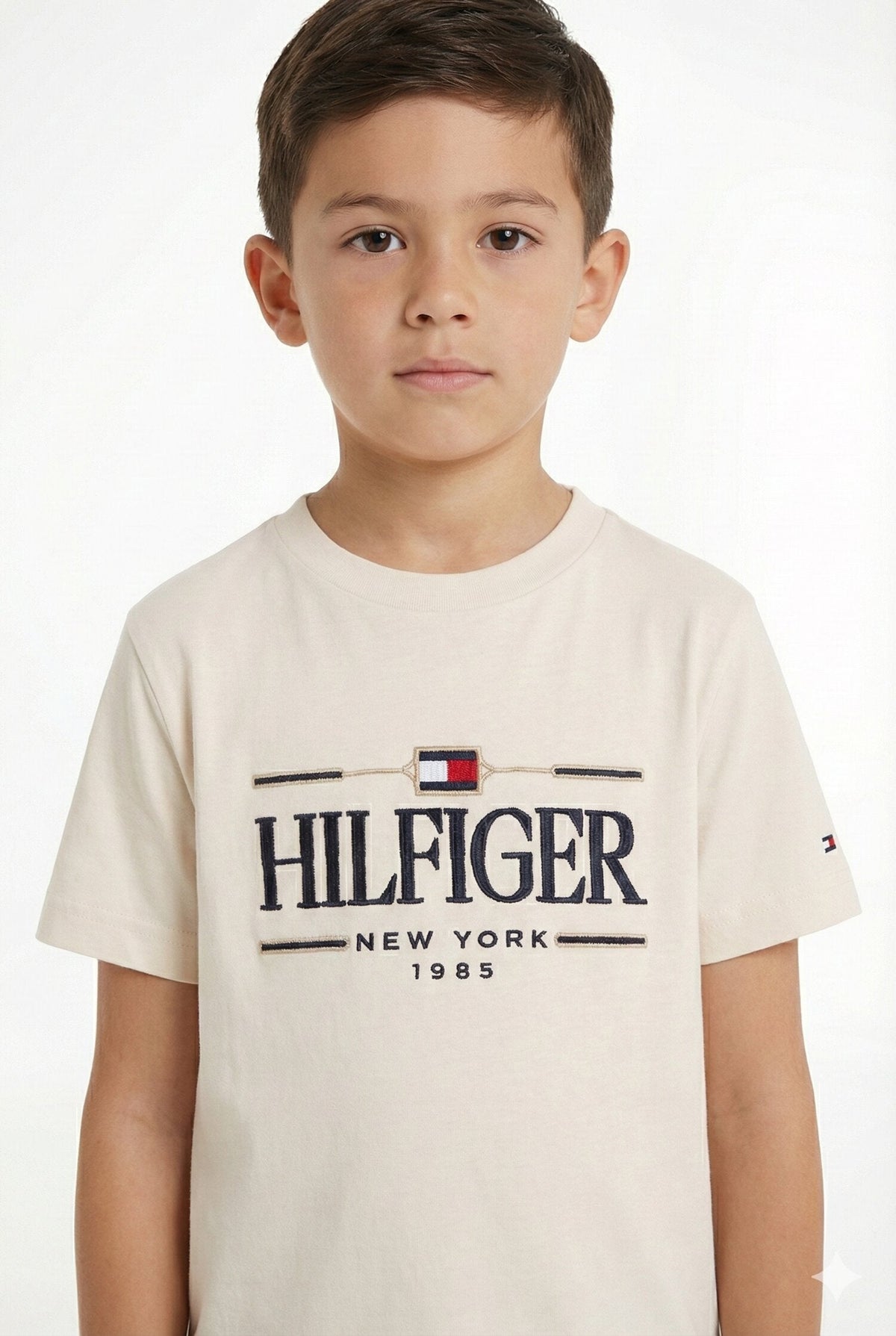 TOMMY HILFIGER tommy hilfiger tshirt panna bambino girocollo sportivo in cotone kb0kb10360yb KB0KB10360YB