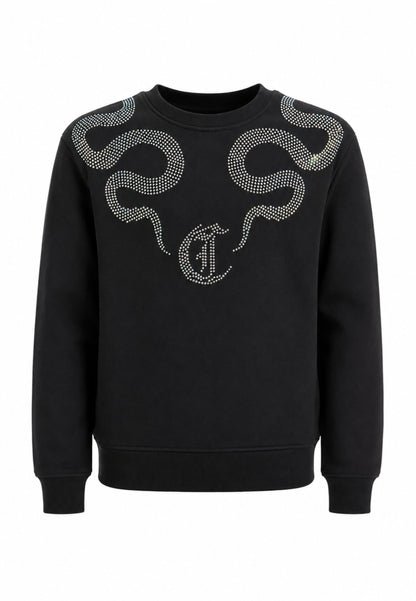 JUST CAVALLI felpa NERA CON SERPENTI DI STRASS Bambine e ragazze jga26040fe.ne_