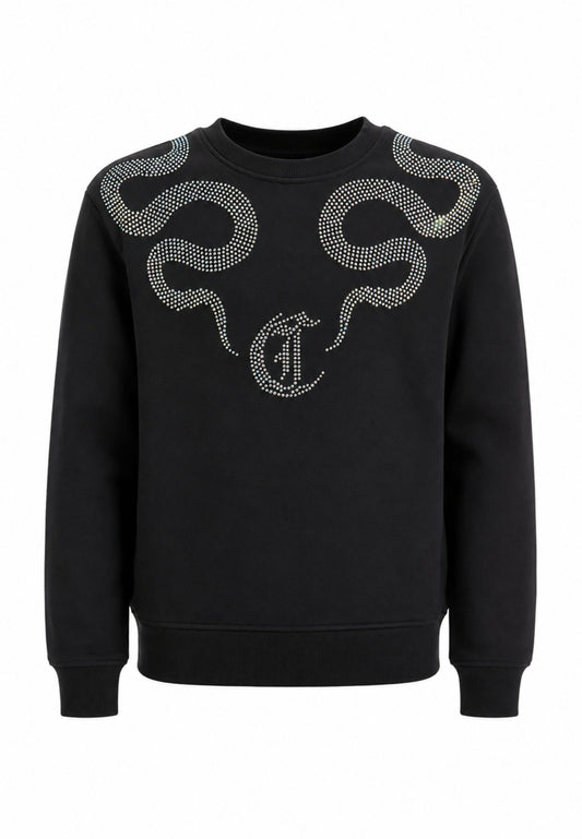 JUST CAVALLI felpa NERA CON SERPENTI DI STRASS Bambine e ragazze jga26040fe.ne_
