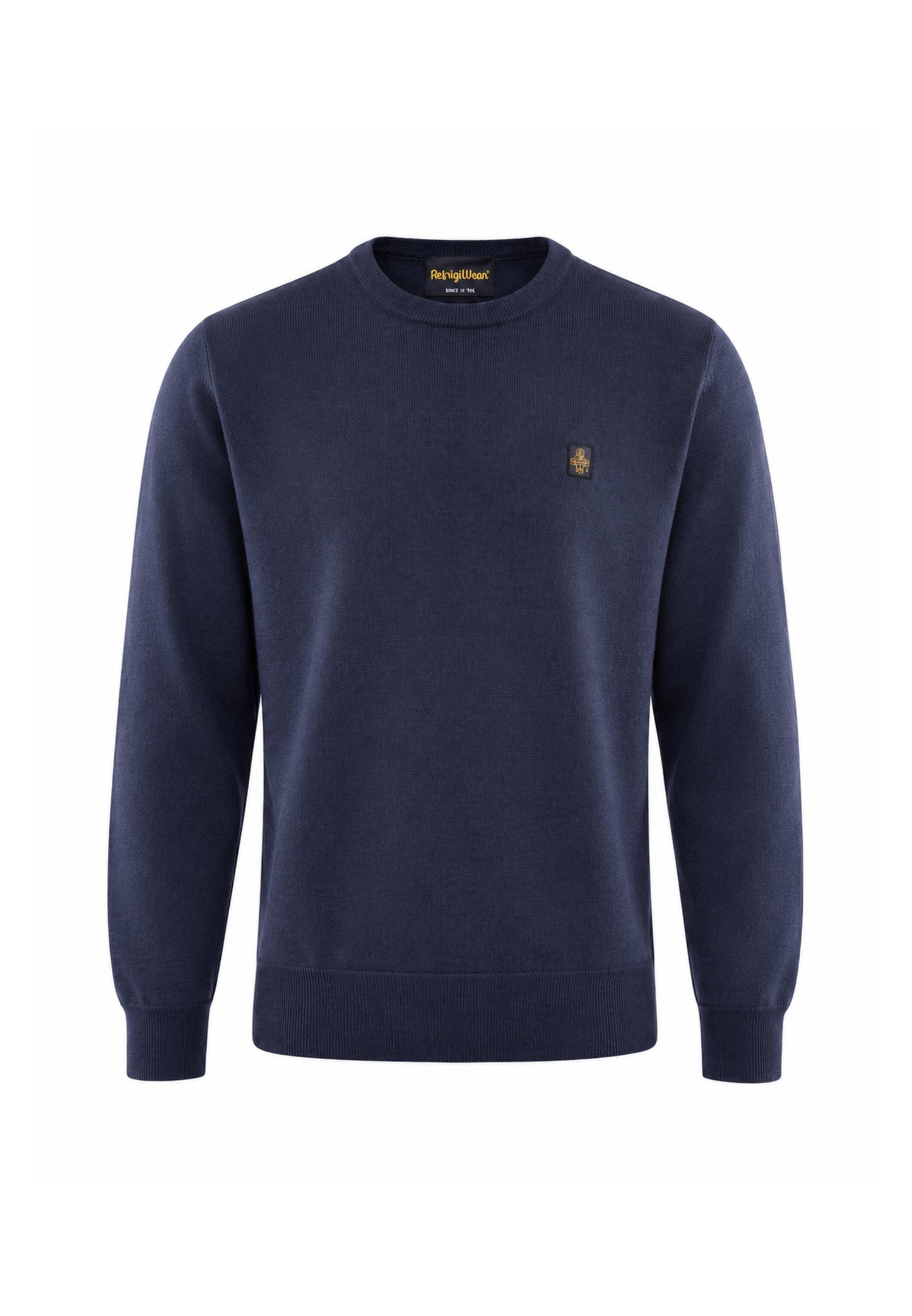 REFRIGIWEAR MAGLIONE NERO IN LANA SAGOMATO CON MINI LOGO RICAMATO Uomo BENNET PULLOVER.BLU_