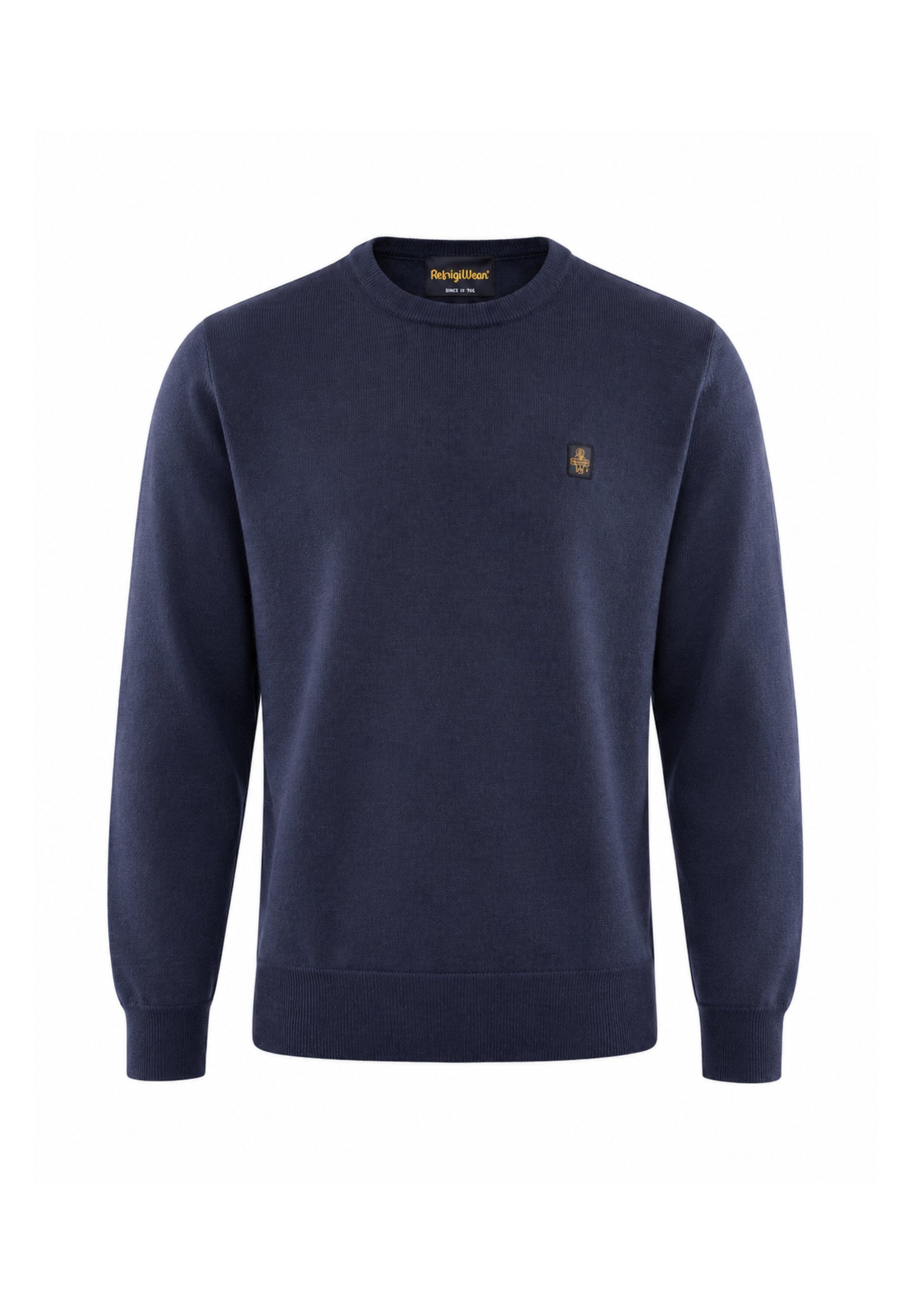 REFRIGIWEAR MAGLIONE NERO IN LANA SAGOMATO CON MINI LOGO RICAMATO Uomo BENNET PULLOVER.BLU_