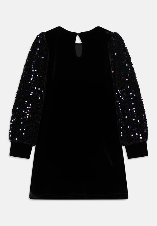 ONLY KIDS VESTITO NERO IN VELLUTO CON MANICHE PAILLETTES Bambine e ragazze 15318180.NE_