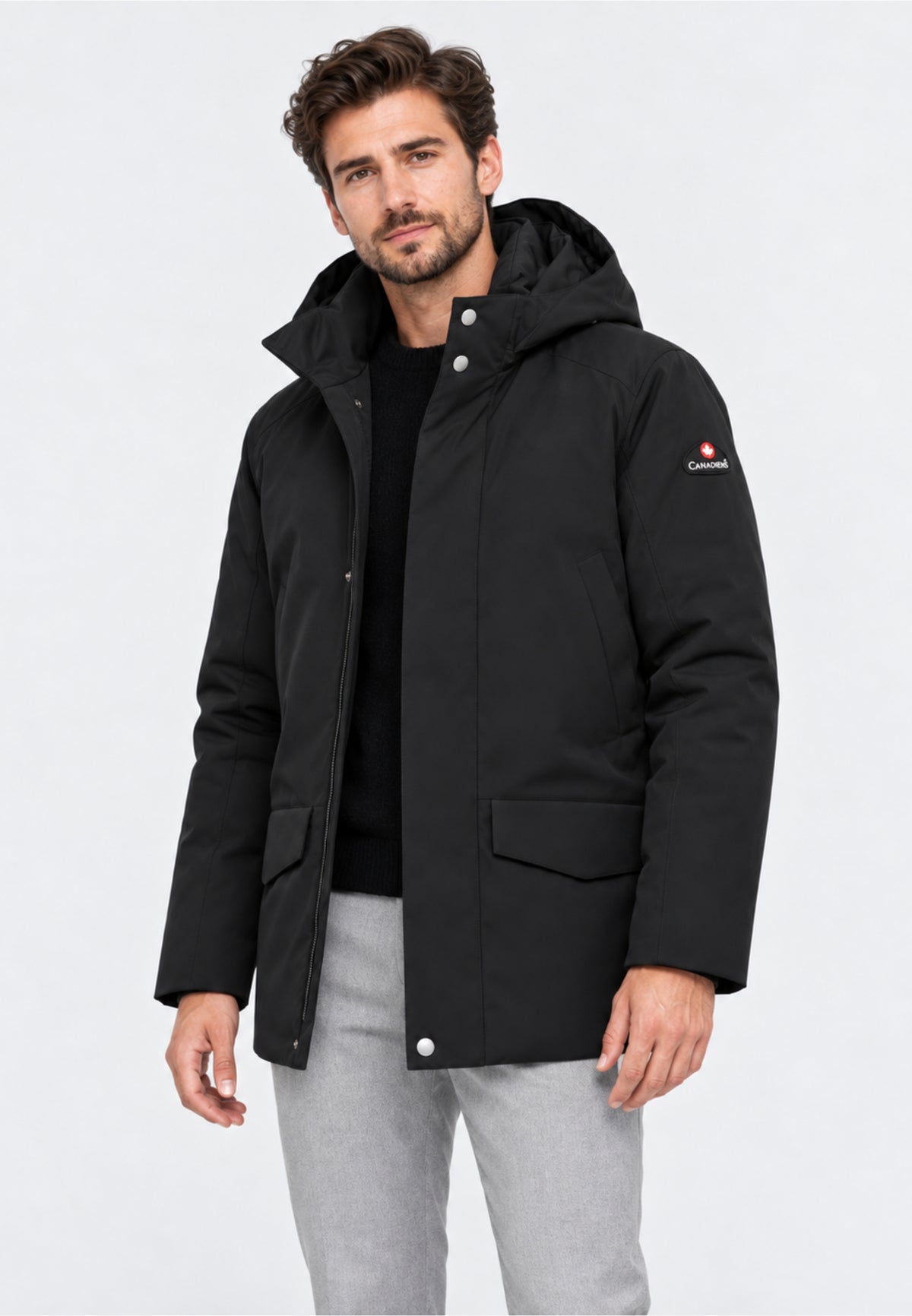 Canadiens Giubbotto nero con cappuccio invernale Uomo Nilan tech 2.0/m.Ne_