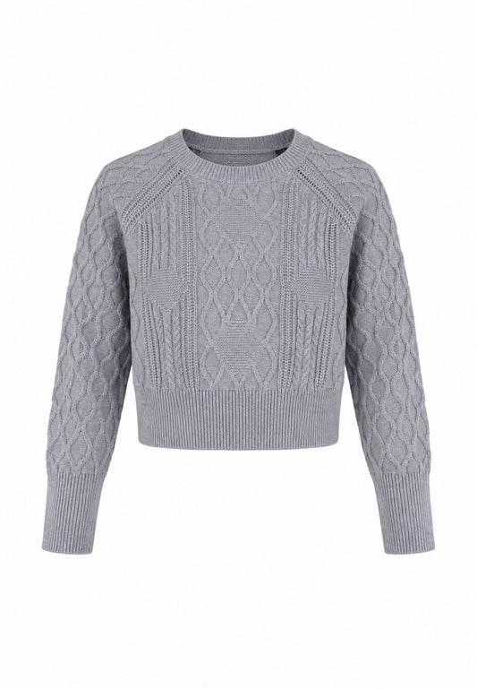 Roy Roger's magliONE GRIGIO CROP CON TRECCIE 3D Bambini e ragazzi RH157/00.GRIG_