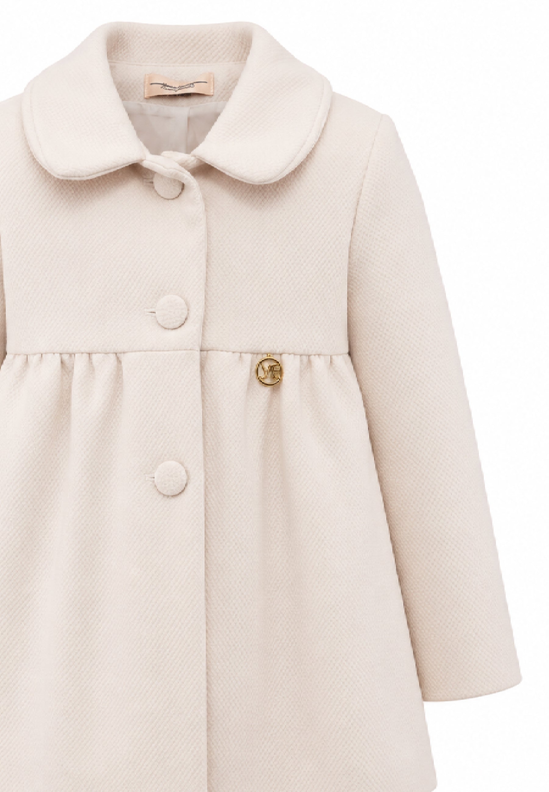 MON SAURIRE cappotto panna con colletto tondeggiante e bottoni tono su tono Bambine e ragazze m1418b.panna_