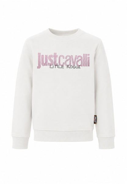 JUST CAVALLI felpa panna con logo rosa centrale con strass Bambine e ragazze jga26174fe.panna_