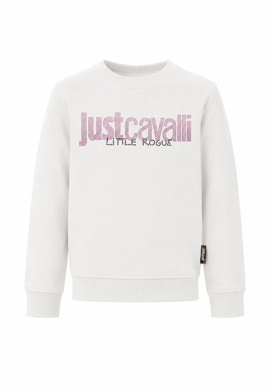 JUST CAVALLI felpa panna con logo rosa centrale con strass Bambine e ragazze jga26174fe.panna_