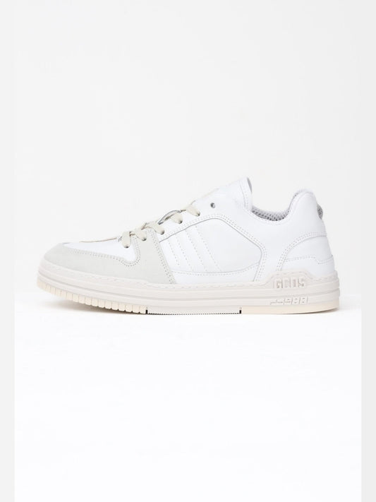 Gcds scarpe bianche uomo in pelle logo in rilievo