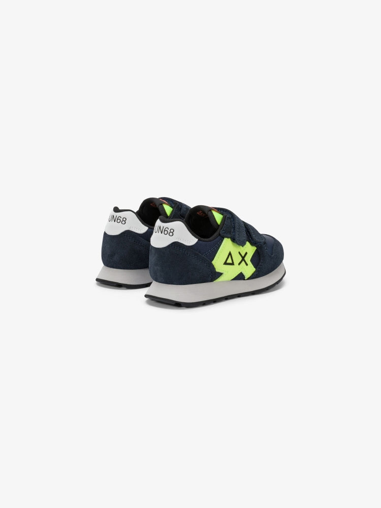Sun68 scarpe blu navy bambino in suede e nylon logo sul lato dettaglio logo