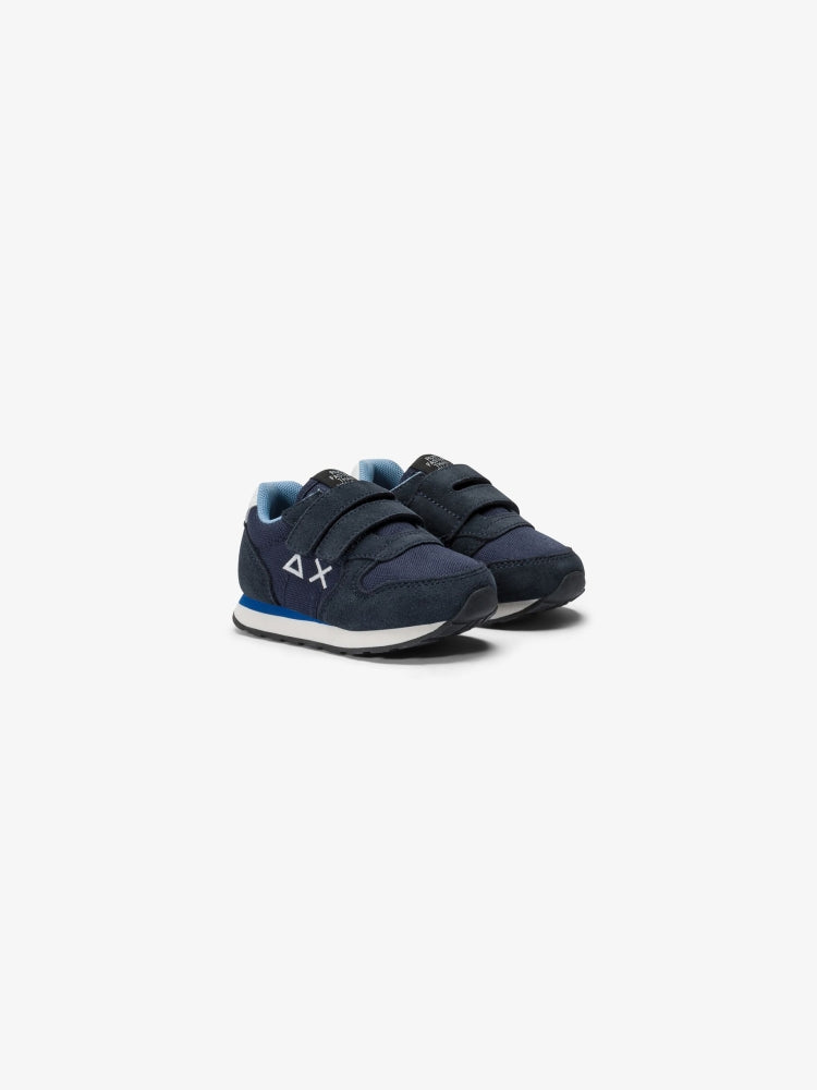 Sun68 scarpe blu navy neonato in camoscio logo sul lato dettaglio logo