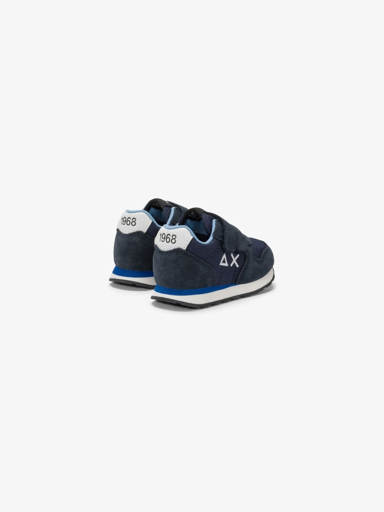 Sun68 scarpe blu navy neonato in camoscio logo sul lato dettaglio logo