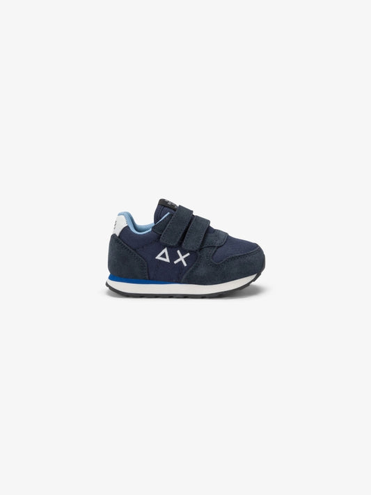 Sun68 scarpe blu navy neonato in camoscio logo sul lato
