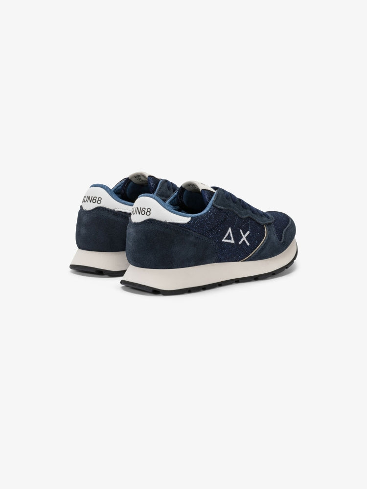 Sun68 scarpe blu navy ragazza glitter e logo sul lato dettaglio logo