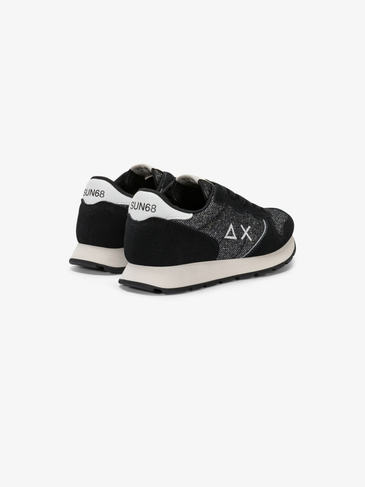 Sun68 scarpe nere ragazza con glitter e logo sul lato dettaglio logo
