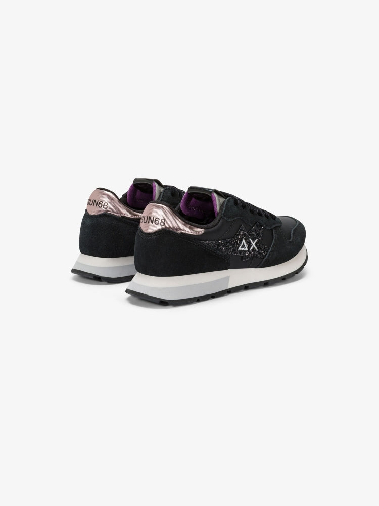 Sun68 scarpe nere ragazza glitter sul lato retro oro