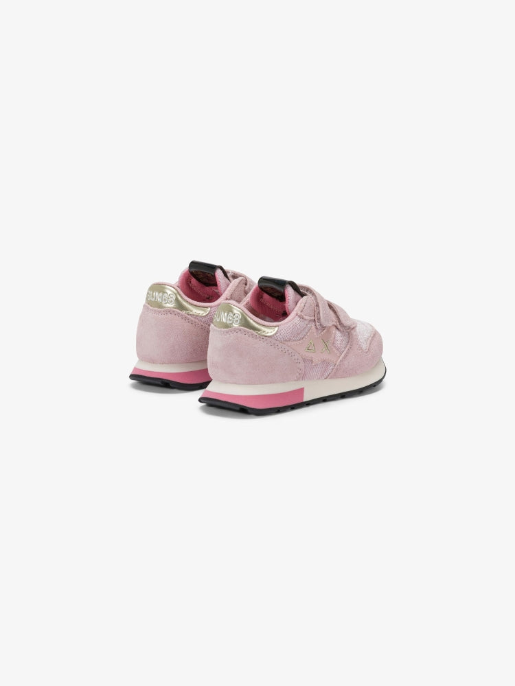 Sun68 scarpe rosa bambina in suede e nylon logo sul lato dettaglio logo