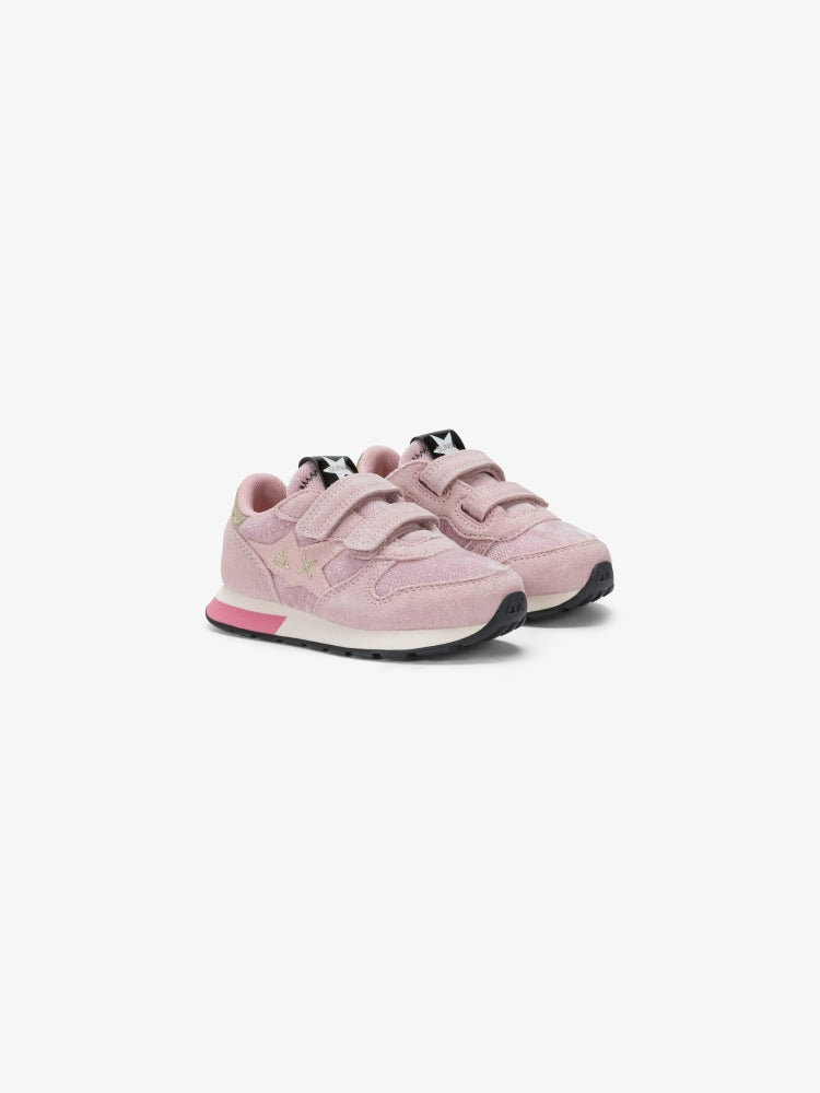 Sun68 scarpe rosa bambina in suede e nylon logo sul lato