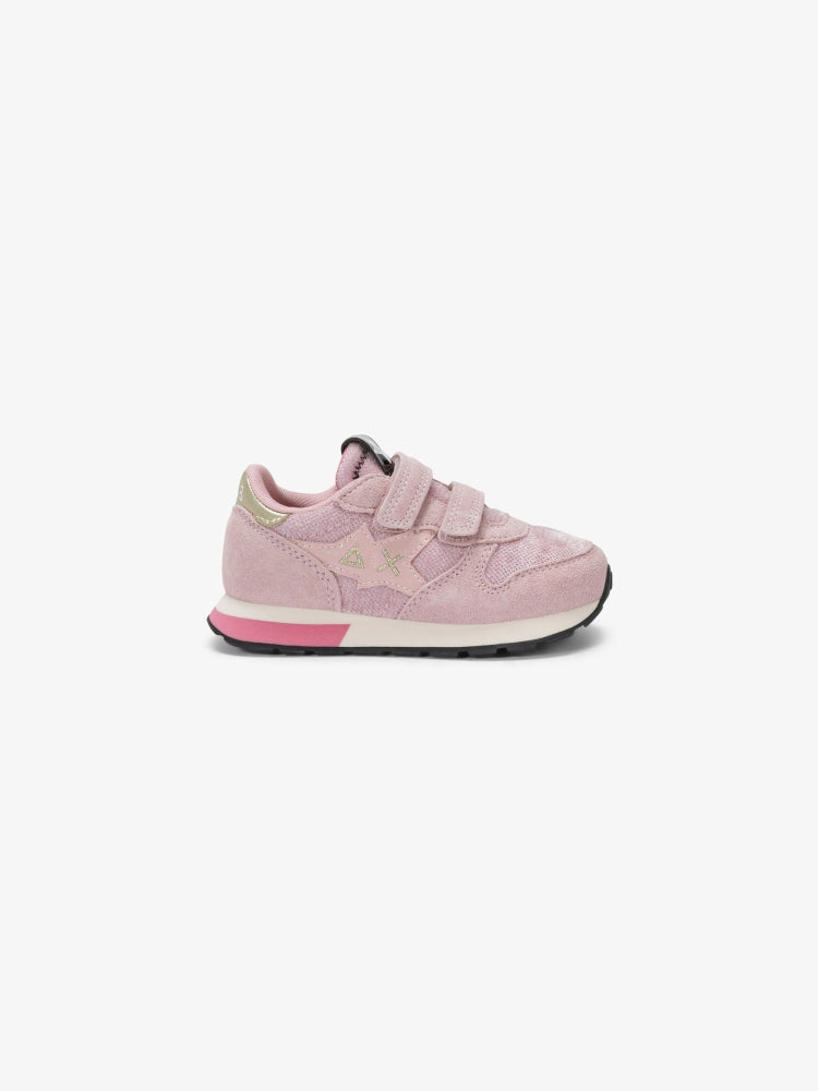 Sun68 scarpe rosa bambina in suede e nylon logo sul lato dettaglio logo