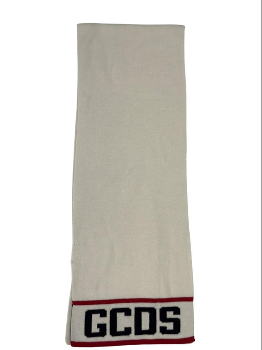 Gcds sciarpa panna uomo unisex maxi logo