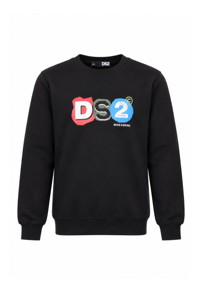 DS2 FELPA NERA A GIROCOLLO CON LOGO COLORATO CENTRALE Bambini e ragazzi F62K207.NE_