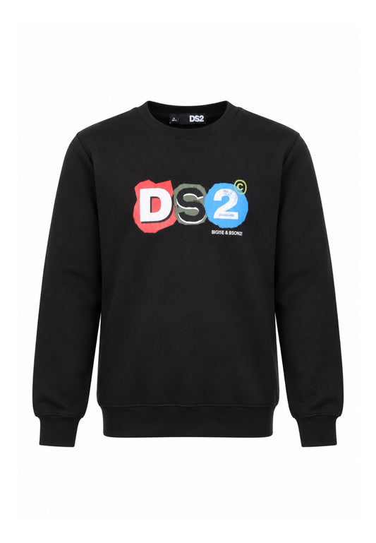DS2 FELPA NERA A GIROCOLLO CON LOGO COLORATO CENTRALE Bambini e ragazzi F62K207.NE_