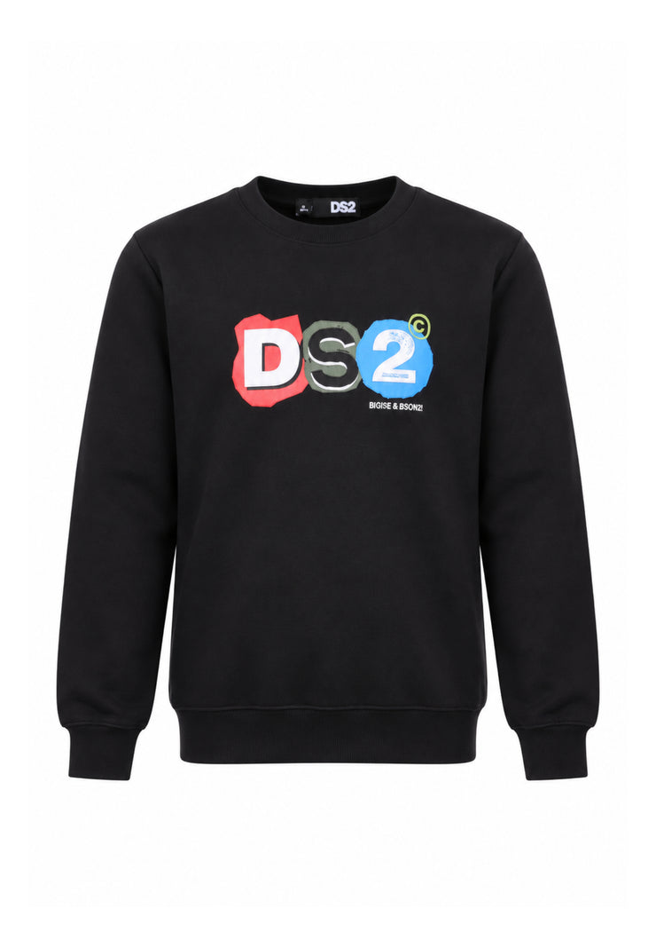 DS2 FELPA NERA A GIROCOLLO CON LOGO COLORATO CENTRALE Bambini e ragazzi F62K207.NE_