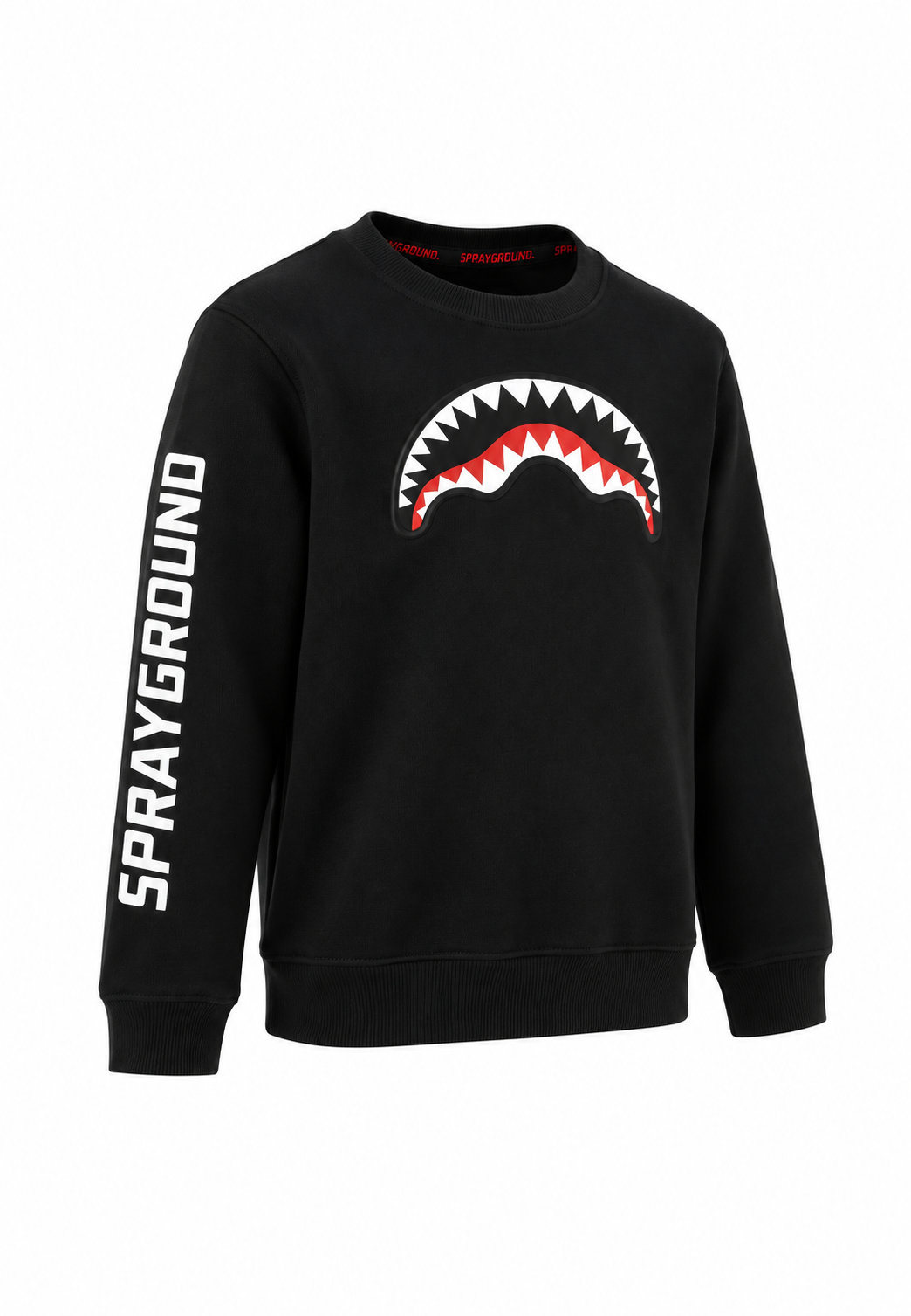 Sprayground Felpa Nera Girocollo con Maxi Logo Shark Bambino