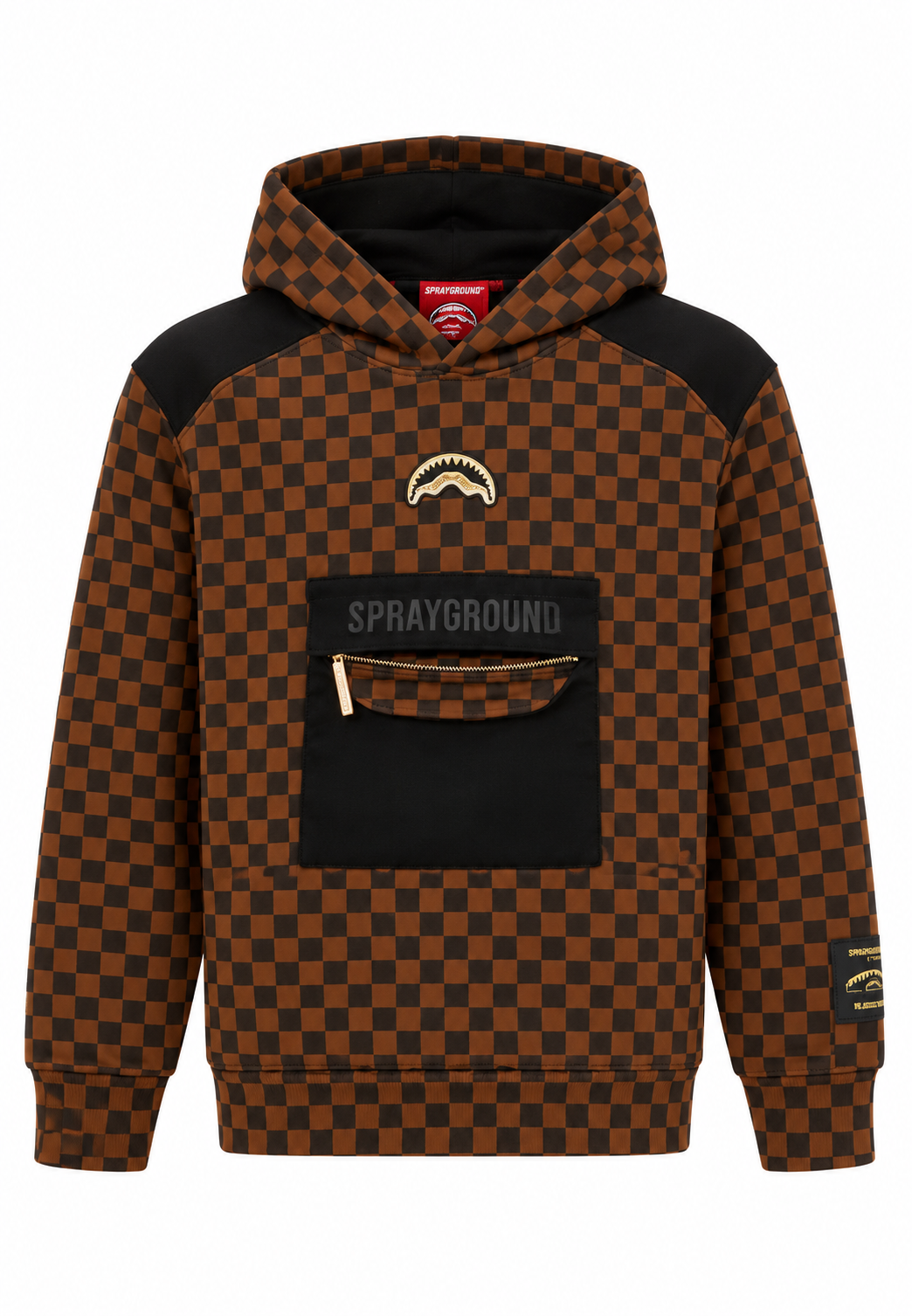 Sprayground Felpa con Cappuccio Marrone a Scacchi Bambino