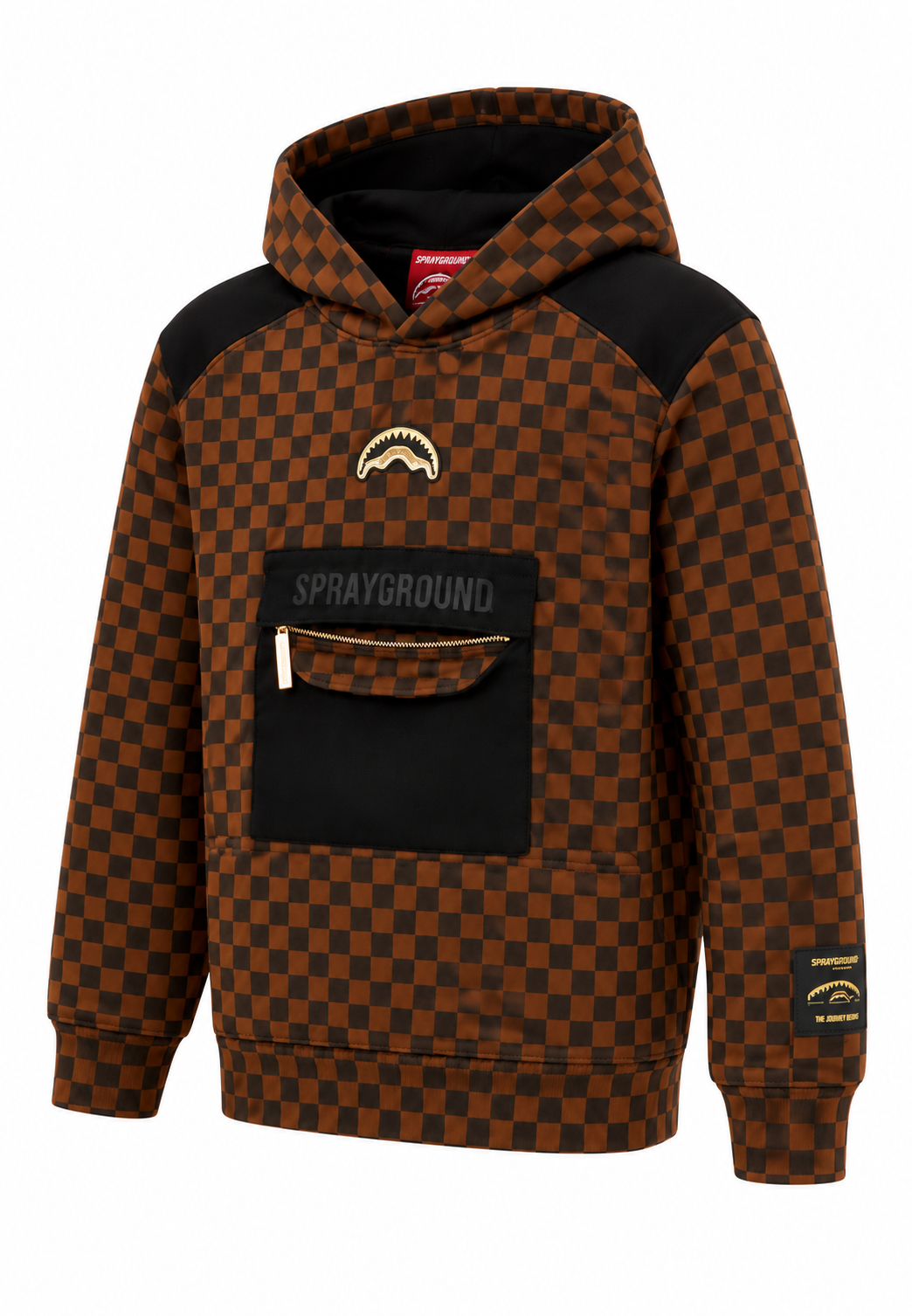 Sprayground felpa marrone a scacchi - tre quarti