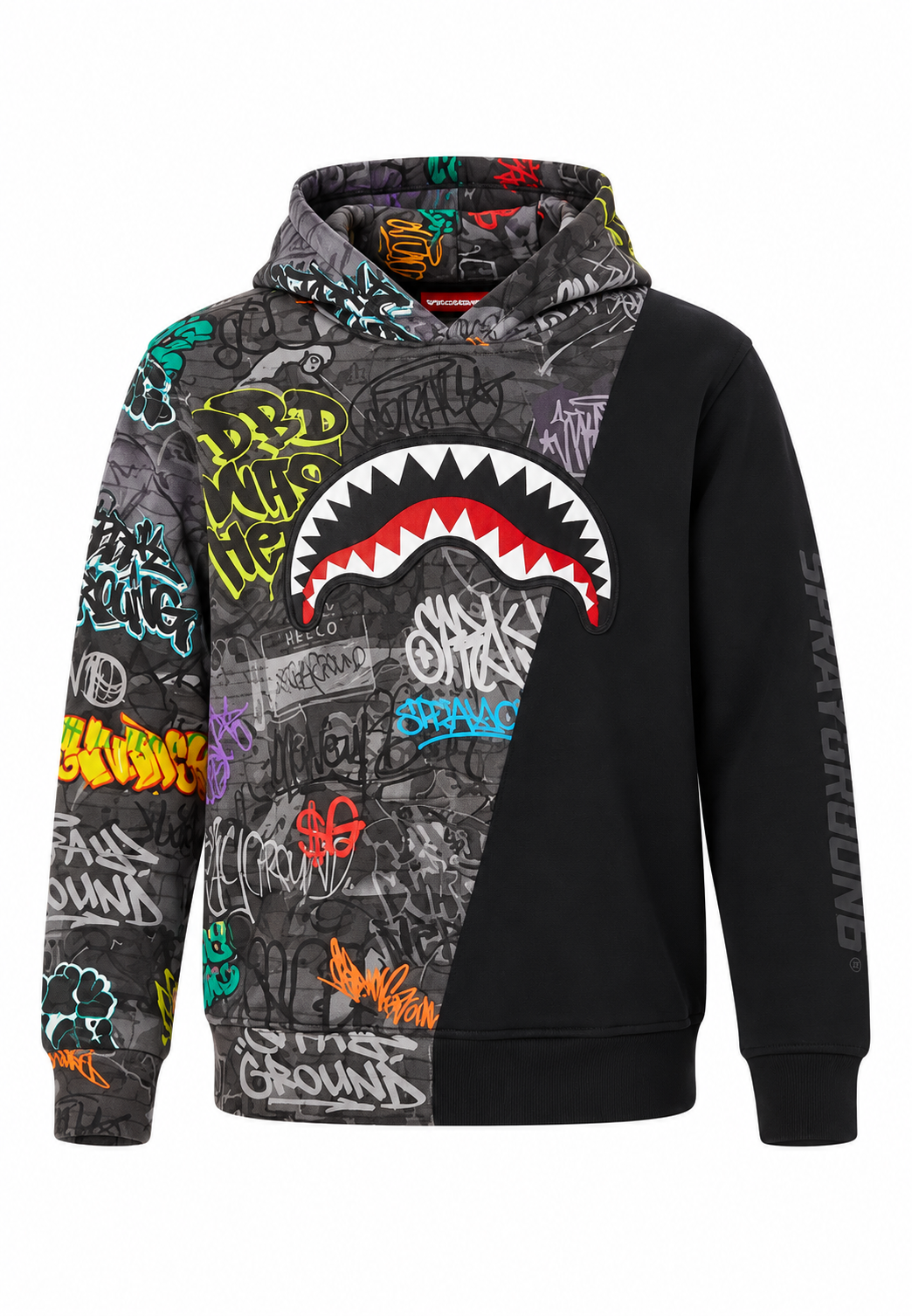 Sprayground felpa nera grigia graffiti bambino fronte
