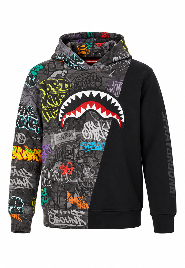 Sprayground felpa nera grigia graffiti bambino fronte