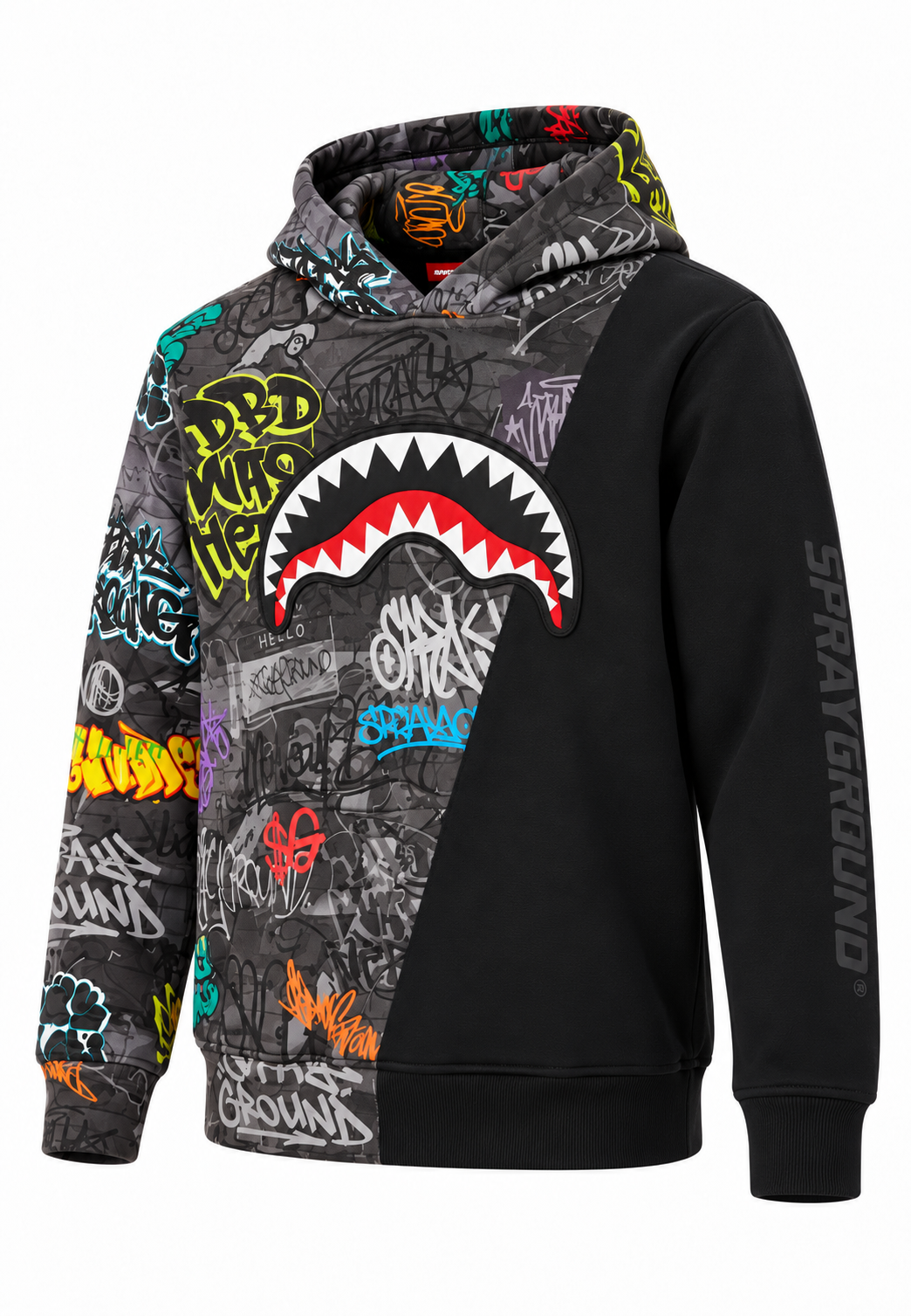 Sprayground felpa nera grigia graffiti bambino tre quarti