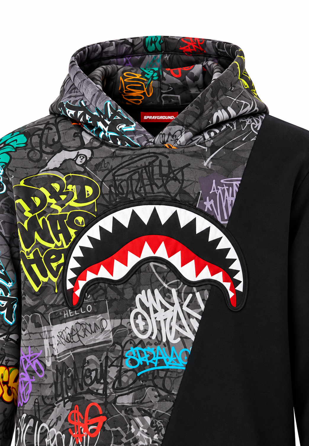 Sprayground felpa nera grigia graffiti bambino logo